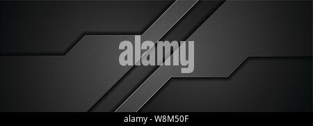Abstract concetto nero tech design banner. Sfondo vettoriale Illustrazione Vettoriale