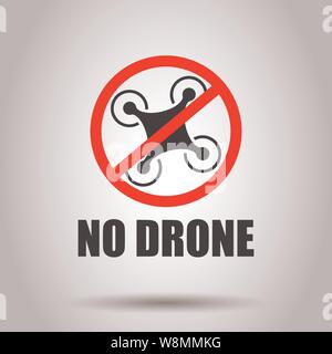 Nessuna zona di drone segno icona in stile trasparente. Divieto illustrazione vettoriale su sfondo isolato. Vietato volo il concetto di business. Illustrazione Vettoriale