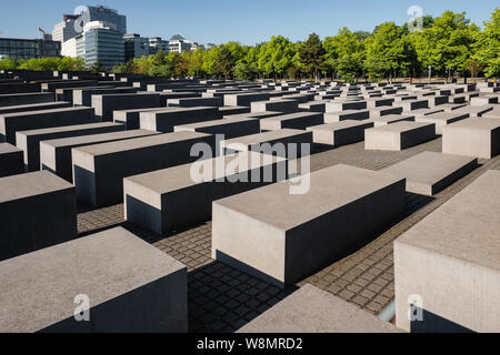 Berlino, Germania - 18 Maggio 2019: Memoriale dell Olocausto Berlino Germania Memoriale al assassinato ebrei di Europa Foto Stock