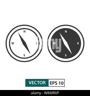 Vettore di bussola icon set. Isolato su sfondo bianco. Illustrazione vettoriale EPS 10 Illustrazione Vettoriale