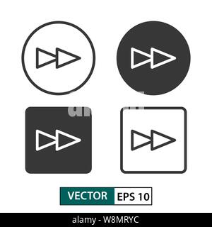 Pulsante avanti vector icon set. Isolato su sfondo bianco. Illustrazione vettoriale EPS 10 Illustrazione Vettoriale