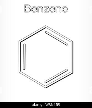 Molecola di benzene C6H6 - Chimica strutturale. Illustrazione Vettoriale Illustrazione Vettoriale