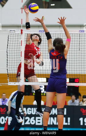 Fukaya grande tartaruga, Saitama, Giappone. 10 Ago, 2019. Yuki Ishii (JPN), 10 agosto 2019 - Pallavolo : internazionale amichevole tra Giappone 3-0 Taipei cinese a Fukaya grande tartaruga, Saitama, Giappone. Credito: Sho Tamura AFLO/sport/Alamy Live News Foto Stock