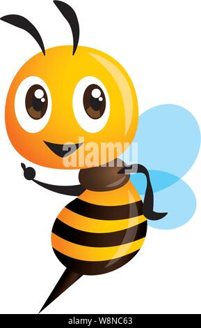 Cartoon carino bee puntamento. illustrazione vettoriale isolato Illustrazione Vettoriale