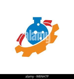 Ingranaggio Laboratorio tubo Business logo design modello icona vettore Illustrazione Vettoriale