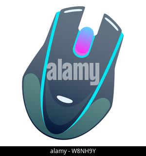 Colore scuro mouse wireless, vettore piana il mouse del computer con rosa e blu, di design moderno isolato illustrazione Illustrazione Vettoriale