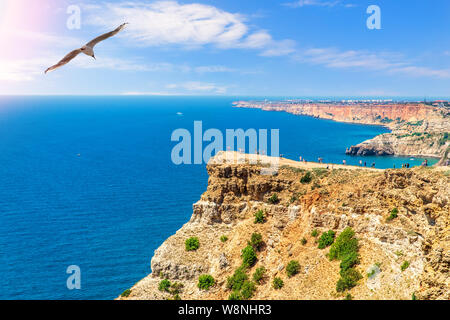 Cape Fiolent bella vista nella penisola della Crimea, Ucraina. Foto Stock