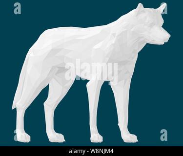 White Wolf poligonale. Vista laterale. 3D. Illustrazione Vettoriale Illustrazione Vettoriale