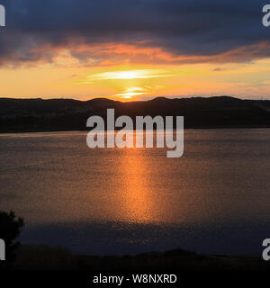 Tramonto su Parc Natural, Bages Bay, Narbonne Francia Foto Stock