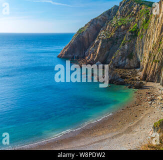 Costa delle Asturie. Spiaggia selvaggia di El Silencio. Asturie, Spagna Foto Stock