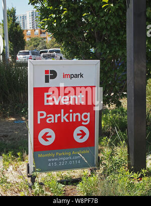 Evento simbolo di parcheggio, vicino a baseball Stadium, San Francisco, California Foto Stock