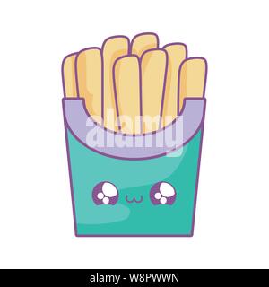 Freschi patate fritte kawaii style illustrazione vettoriale design Illustrazione Vettoriale