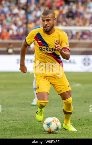 Ann Arbor, MI, Stati Uniti d'America. 10 Agosto, 2019. Centrocampista di Barcellona (12) Rafinha durante la Liga-Serie un Cup match tra Barcellona e Napoli il 10 agosto 2019 a Michigan Stadium di Ann Arbor, MI (foto di Allan Dranberg/Cal Sport Media) Credito: Cal Sport Media/Alamy Live News Foto Stock