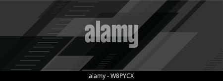 Nero geometriche minime banner astratta design. Sfondo vettoriale Illustrazione Vettoriale