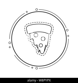 Patch di deliziosa pizza fast food nel telaio circolare illustrazione vettoriale design Illustrazione Vettoriale