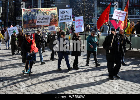 Il cambiamento climatico protesta a Helsinki in Finlandia Foto Stock