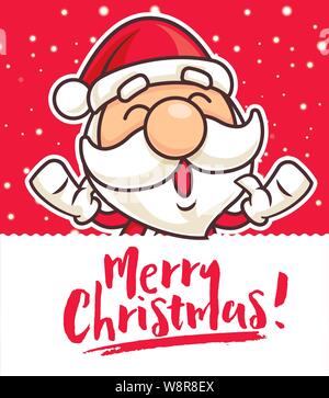 Christmas Santa Claus con scritte di Natale saluto cartello - carattere vettoriale Illustrazione Vettoriale