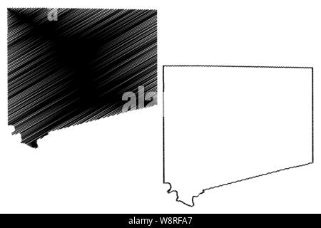 Johnson County, Texas (contee in Texas, Stati Uniti d'America,USA, Stati Uniti, US) mappa illustrazione vettoriale, scribble schizzo Johnson mappa Illustrazione Vettoriale