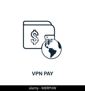 Stile profilo dell'icona di pagamento VPN. Glifo semplice dalla collezione di icone. Icona Line VPN Pay per il web design e il software Illustrazione Vettoriale