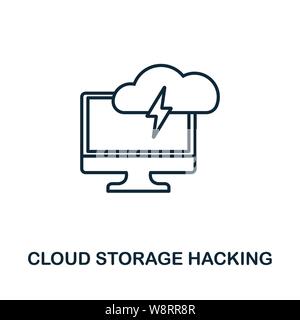 Stile del contorno dell'icona di hacking dello storage cloud. Glifo semplice dalla collezione di icone. Icona di hacking dello storage di Line Cloud per il software e la progettazione Web Illustrazione Vettoriale