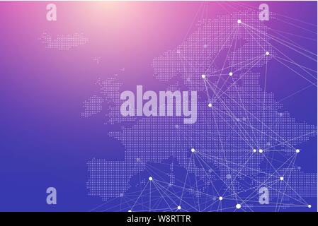 Nano tecnologie sfondo astratto. Cyber concetto tecnologico. Intelligenza artificiale, realtà virtuale, bionico, robotica, global network Illustrazione Vettoriale