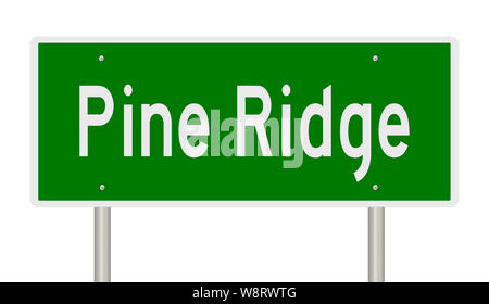 Il rendering di un verde autostrada segno per Pine Ridge Dakota del Sud Foto Stock