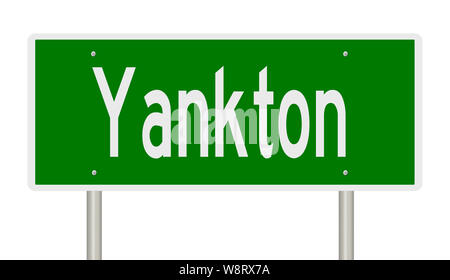 Il rendering di un verde autostrada segno per Yankton Dakota del Sud Foto Stock