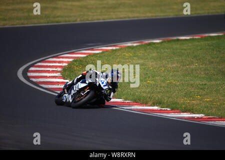 La maggior parte, Cechia. 11 Ago, 2019. Motorsport: Repubblica ceca, Autodrom la maggior parte, 600 Supersport, Internazionale tedesco campionato Moto 47 Marc Buchner, GER, Yamaha YZF-R6, Buchner Motorsport di credito: Daniel Schäfer/dpa-Zentralbild/ZB/dpa/Alamy Live News Foto Stock