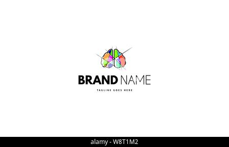 Il logo del vettore su cui una immagine astratta del cervello è diviso in frammenti di colore. Illustrazione Vettoriale