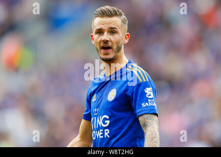 Leicester, Regno Unito. 11 Agosto, 2019. English Premier League Football, Leicester City rispetto a Wolverhampton Wanderers; James Maddison di Leicester City - rigorosamente solo uso editoriale. Nessun uso non autorizzato di audio, video, dati, calendari, club/campionato loghi o 'live' servizi. Online in corrispondenza uso limitato a 120 immagini, nessun video emulazione. Nessun uso in scommesse, giochi o un singolo giocatore/club/league pubblicazioni Credit: Azione Plus immagini di sport/Alamy Live News Foto Stock