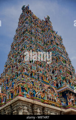 24 ago 2009 Dettagli gopurams del meenakshi sundareswarar o meenakshi Amman Tempio , Madurai , Tamil Nadu , India Foto Stock