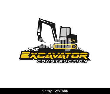 Logo escavatore template vettoriale. Attrezzature pesanti vettore logo per la società di costruzioni. Escavatore creativo illustrazione per logo modello. Foto Stock