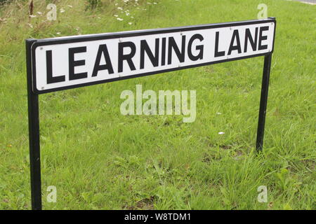 Cartello stradale che mostra il nome di una via di apprendimento in corsia Whitley ponte vicino Eggbrough North Yorkshire NEL REGNO UNITO Foto Stock