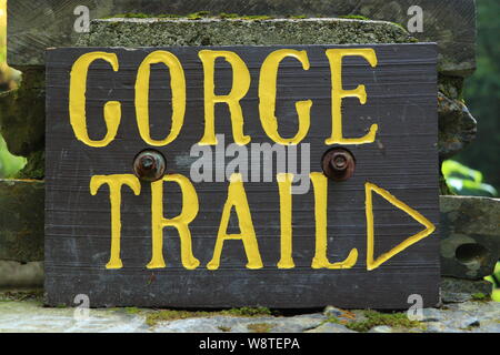 Gorge Trail segno, Finger Lakes, New York Foto Stock