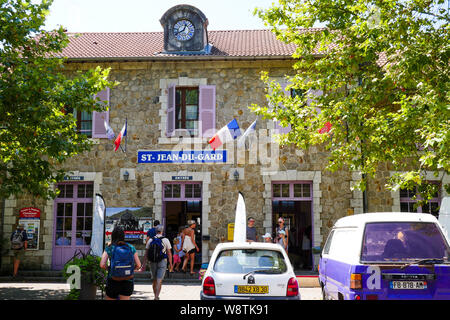 Cévennes treno stazione ferroviaria di Saint-Jean du Gard, Gard, Francia Foto Stock