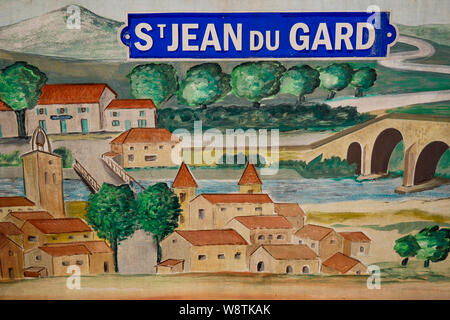 Dipinti su un carro, Cévennes treno, Saint-Jean du Gard, Gard, Francia Foto Stock