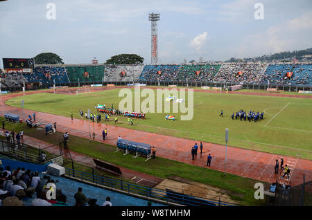 Partita di calcio internazionale a Freetown in Sierra Leone vs Seychelles nel 2014 Foto Stock