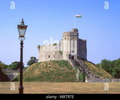 Il guscio di Norman tenere, Castello di Cardiff, Cardiff Wales, Regno Unito Foto Stock