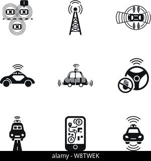 Auto auto pilotaggio icon set. Semplice set di 9 auto auto pilotaggio icone vettoriali per il web design isolato su sfondo bianco Illustrazione Vettoriale