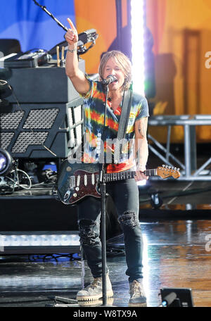 NEW YORK - agosto 9: Keith Urban esegue su ABC della 'Good Morning America' il 9 agosto 2019 a Rumsey commemorazione nella città di New York. Foto Stock