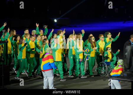 Lima, Perù. 11 Ago, 2019. Cerimonia di chiusura della lima Giochi Panamericani del 2019. Lima. PE. Credito: Reinaldo Reginato/FotoArena/Alamy Live News Foto Stock