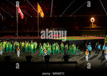 Lima, Perù. 11 Ago, 2019. Cerimonia di chiusura della lima Giochi Panamericani del 2019. Lima. PE. Credito: Reinaldo Reginato/FotoArena/Alamy Live News Foto Stock