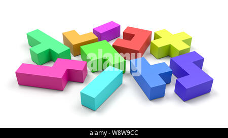 Blocchi colorati su sfondo bianco 3D illustrazione Foto Stock