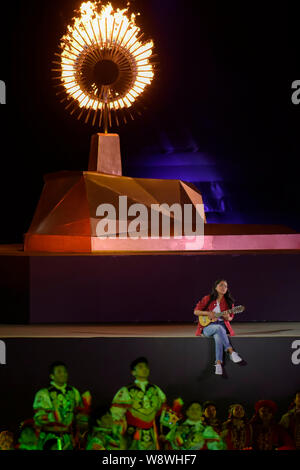 Lima, Perù. 11 Ago, 2019. Cerimonia di chiusura della lima Giochi Panamericani del 2019. Lima. PE. Credito: Reinaldo Reginato/FotoArena/Alamy Live News Foto Stock