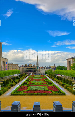 Il giardino pubblico del Mont des Arts nel centro di Bruxelles, Belgio. Foto Stock