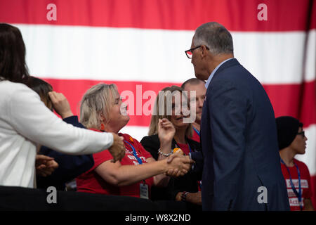 Regolatore del Massachusetts ha Lee Inslee parla di una pistola safety forum di Des Moines, Iowa, circa agosto 2019 Foto Stock