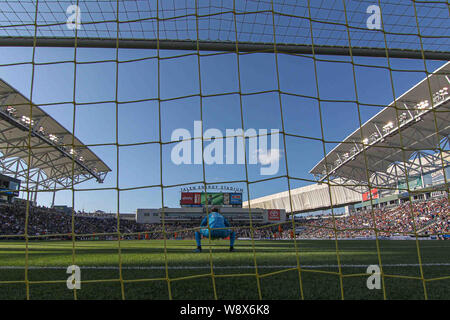 Chester, PA, Stati Uniti d'America. 11 Ago, 2019. Houston Dynamo Keeper JOE WILLIS (25) tratti prima di una stagione regolare della Major League Soccer match tra l'Unione di Philadelphia e Houston Dynamo Domenica, 11 Agosto, 2019, a Talen Energy Stadium di Chester, PA. Credito: Saquan Stimpson/ZUMA filo/Alamy Live News Foto Stock