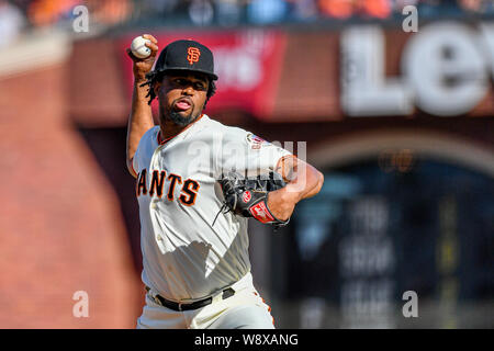 San Francisco, California, Stati Uniti d'America. 11 Ago, 2019. Agosto 11, 2019: durante la MLB gioco tra i Philadelphia Phillies e i San Francisco Giants presso Oracle Park di San Francisco, California. Chris Brown/CSM Credito: Cal Sport Media/Alamy Live News Foto Stock