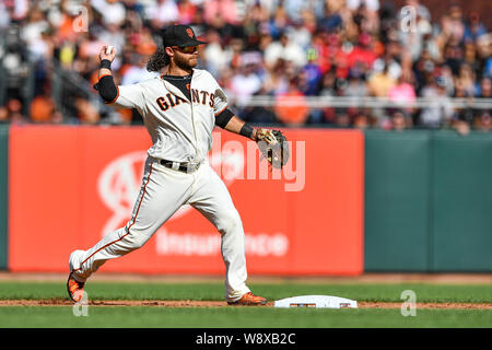 San Francisco, California, Stati Uniti d'America. 11 Ago, 2019. Agosto 11, 2019: durante la MLB gioco tra i Philadelphia Phillies e i San Francisco Giants presso Oracle Park di San Francisco, California. Chris Brown/CSM Credito: Cal Sport Media/Alamy Live News Foto Stock