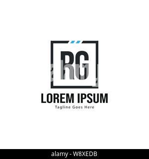 Iniziale logo RG Modello con telaio moderno. RG minimalista lettera logo illustrazione vettoriale design Illustrazione Vettoriale